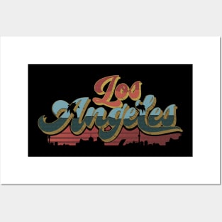 Los angeles Cali skyline typo logo Posters and Art